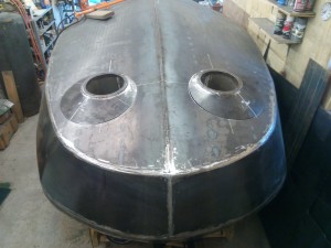 Finish fitting of turret assemblies prior to welding in place.